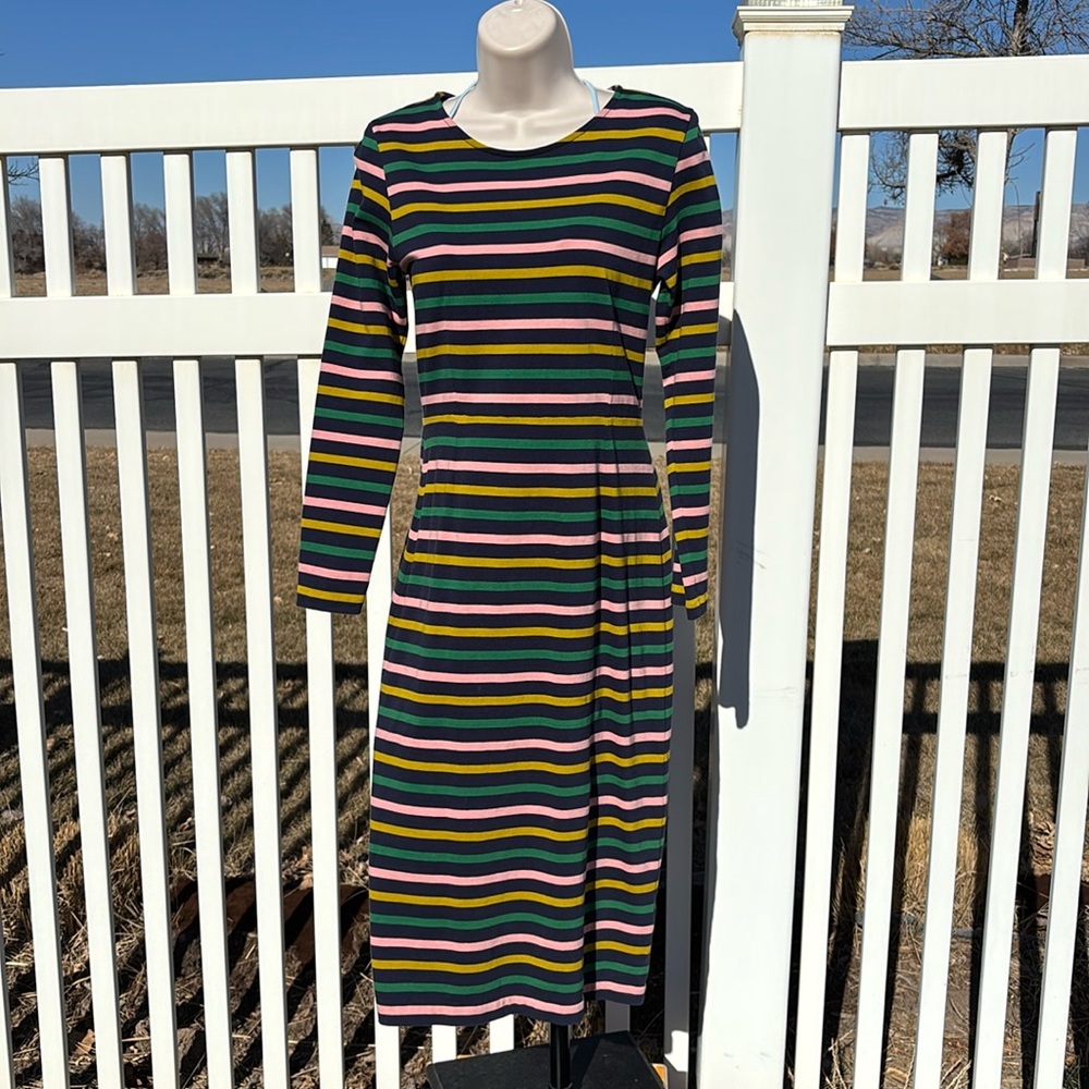 J. Crew Striped Cotton Dress Size 4 Zip Back